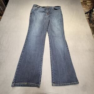 NY Jeans Womens 14 Blue Boot Cut Flared Leg Stretch Distressed Denim